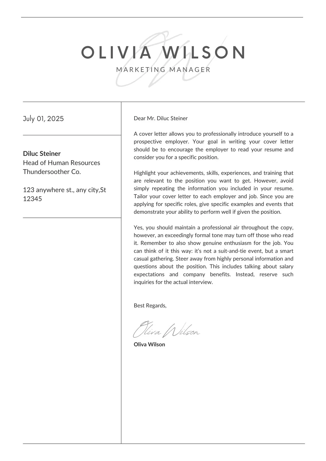 Classic Cover Letter